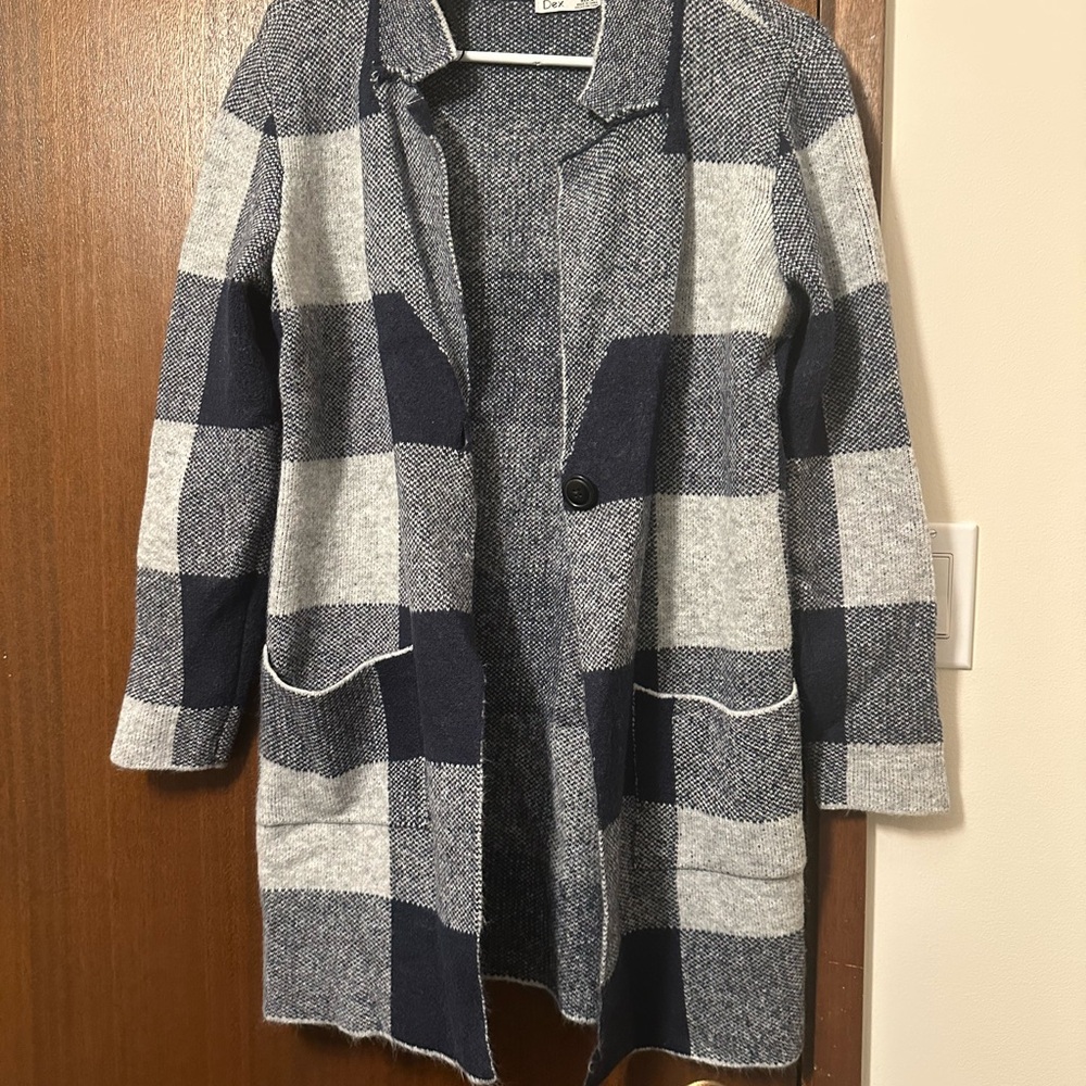 Dex Navy and Gray Plaid Women's Blazer